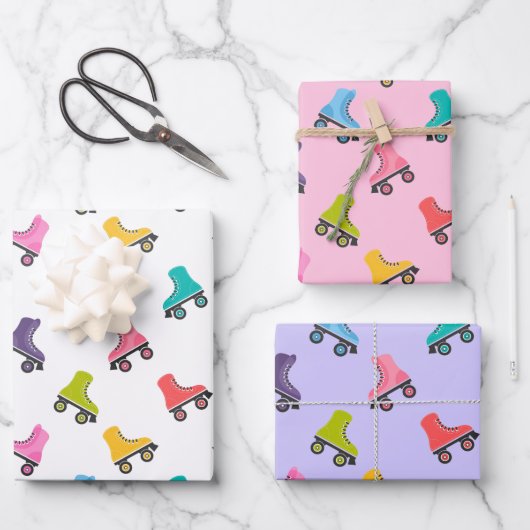 Feuille De Papier Cadeau Roller Skates Skate Design (Recto)