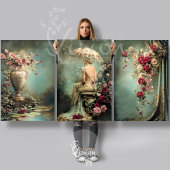 Feuille De Papier Cadeau Romantic Floral, Lady & a Parasol, Matching Set