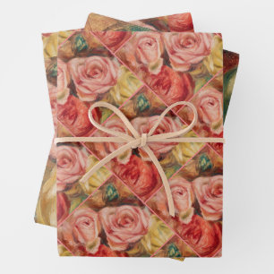 Feuille De Papier Cadeau Romantic red and pink roses Pierre Auguste Renoir
