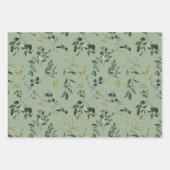 Feuille De Papier Cadeau Romantique botanique de verdure à l'aquarelle (Devant 2)