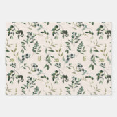 Feuille De Papier Cadeau Romantique botanique de verdure à l'aquarelle (Devant)