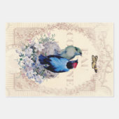 Feuille De Papier Cadeau Romantique Shabby Chic birds et papillon (Devant)