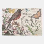 Feuille De Papier Cadeau Rooster Garden Flower Papillon Art (Devant 3)