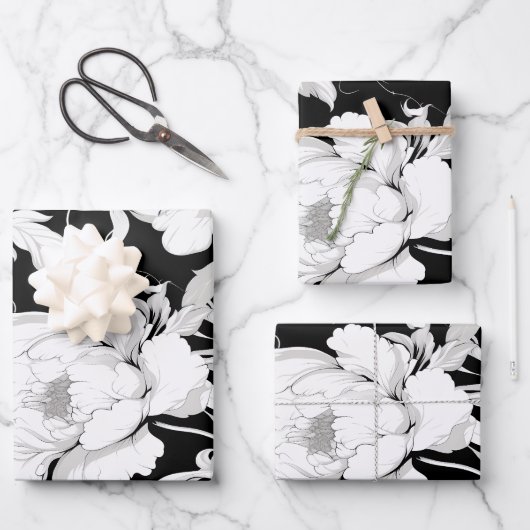 Feuille De Papier Cadeau Rose blanche (Recto)