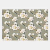 Feuille De Papier Cadeau Rose blanche or romantique Floral (Devant 2)