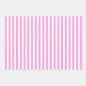 Feuille De Papier Cadeau Rose Bubblegum et Rayures Blanches (Devant 2)