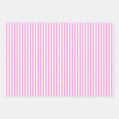 Feuille De Papier Cadeau Rose Bubblegum et Rayures Blanches (Devant)