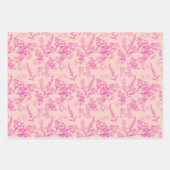 Feuille De Papier Cadeau Rose chaud et Fleur sauvage rose pastel (Devant 3)