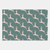 Feuille De Papier Cadeau Rose Chic Gold Metallic Pink Script Gris Reindeer (Devant)