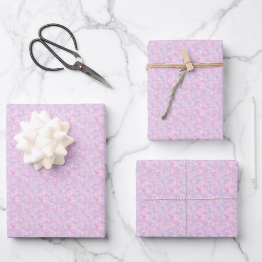 Feuille De Papier Cadeau Rose Clair Et Abstrait Bleu (Recto)
