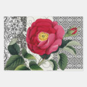 Feuille De Papier Cadeau Rose Damask Joli Floral Antique (Devant)