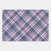 Feuille De Papier Cadeau Rose doux, violet et plaid bleu (Devant)