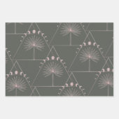 Feuille De Papier Cadeau Rose élégant Gold Grey Palm Leaf Phases Lune Art (Devant 2)