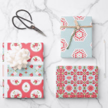 Rose et aqua patchwork design kit cadeau