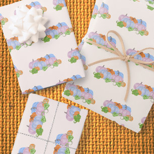 Feuille De Papier Cadeau Rose et bleu citrouille sexe révéler emballage cad