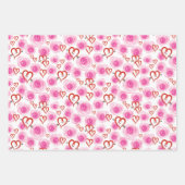 Feuille De Papier Cadeau Rose et modèle de coeur (Devant)