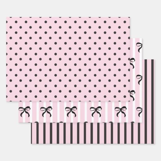 Feuille De Papier Cadeau Rose et noir (Lot)