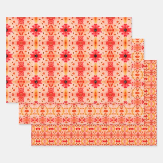 Feuille De Papier Cadeau rose et rouge orange (Lot)