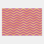 Feuille De Papier Cadeau Rose foncé avec Motifs couleur or (Devant 2)