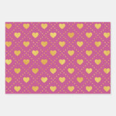 Feuille De Papier Cadeau Rose foncé avec Motifs couleur or (Devant 2)