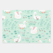 Feuille De Papier Cadeau Rose girly élégant mignon belle cygne enfants  (Devant 2)