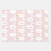 Feuille De Papier Cadeau Rose girly élégant mignon belle cygne enfants  (Devant)