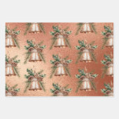 Feuille De Papier Cadeau Rose Gold Bronze de Noël Bell (Devant)