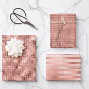 Feuille De Papier Cadeau Rose Gold Faux Foil & Parties scintillant