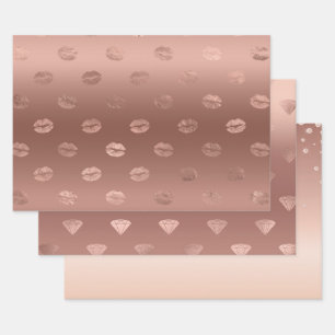 Feuille De Papier Cadeau Rose Gold Kisses Lièvres