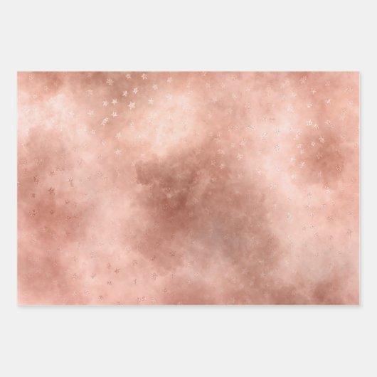 Feuille De Papier Cadeau Rose Gold Nuage Étoilé Sombre (Devant 3)