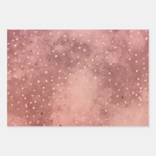 Feuille De Papier Cadeau Rose Gold Nuage Étoilé Sombre (Devant 2)
