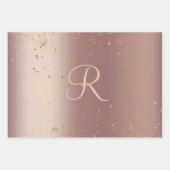 Feuille De Papier Cadeau Rose Gold Pailleté Script Monogramme Tendance (Devant 3)