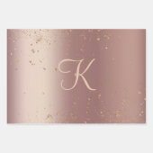 Feuille De Papier Cadeau Rose Gold Pailleté Script Monogramme Tendance (Devant 2)