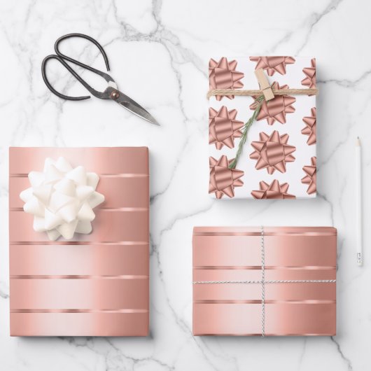 Feuille De Papier Cadeau Rose Gold Ruban Arc Bridal Shower (Recto)
