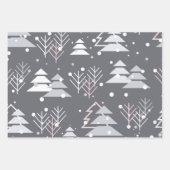 FEUILLE DE PAPIER CADEAU ROSE GRIS BLANC VACANCES NOËL ARBRES (Devant 2)