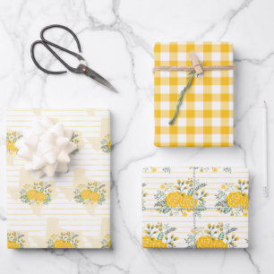 Feuille De Papier Cadeau Rose jaune du Texas - État En vichy