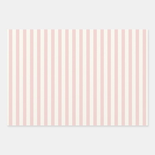 Feuille De Papier Cadeau Rose mariage Rétro rayé (Devant)