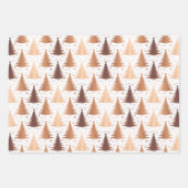 Feuille De Papier Cadeau Rose métallique Jaune or Noël Arbres Motif (Devant)