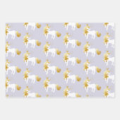 Feuille De Papier Cadeau Rose or blanc Lavande violet Unicorne (Devant 3)