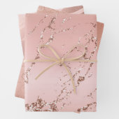 Feuille De Papier Cadeau Rose or marbre Glitzy Parties scintillant Mariage (En situation)