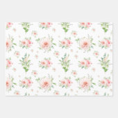 Feuille De Papier Cadeau Rose Pâle et Fleurs Aquarelles Blanches de Style F (Devant 2)