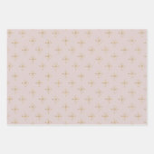 Feuille De Papier Cadeau Rose pâle moderne | Gold Star (Devant)