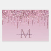Feuille De Papier Cadeau Rose Parties scintillant Lecteurs Monogramme Perso (Devant)