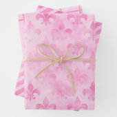 Feuille De Papier Cadeau Rose pastel aquarelle géométrique mariage annivers (En situation)