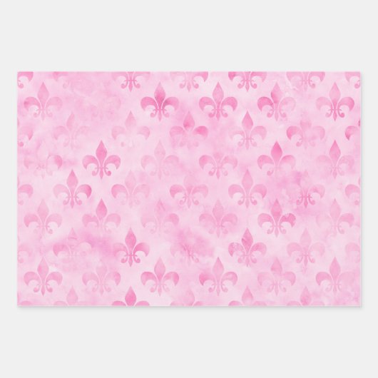 Feuille De Papier Cadeau Rose pastel aquarelle géométrique mariage annivers (Devant)