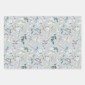 Feuille De Papier Cadeau Rose pastel et aquarelle de fleurs sauvages de sau (Devant 2)