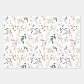 Feuille De Papier Cadeau Rose pastel et aquarelle de fleurs sauvages de sau (Devant)