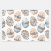 FEUILLE DE PAPIER CADEAU ROSE PASTEL & OEUFS DE PÂQUES BLEUS (Devant 2)