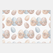 FEUILLE DE PAPIER CADEAU ROSE PASTEL & OEUFS DE PÂQUES BLEUS (Devant)