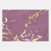 Feuille De Papier Cadeau Rose Poussiéreux et Aspect Marbre Doré (Devant 2)